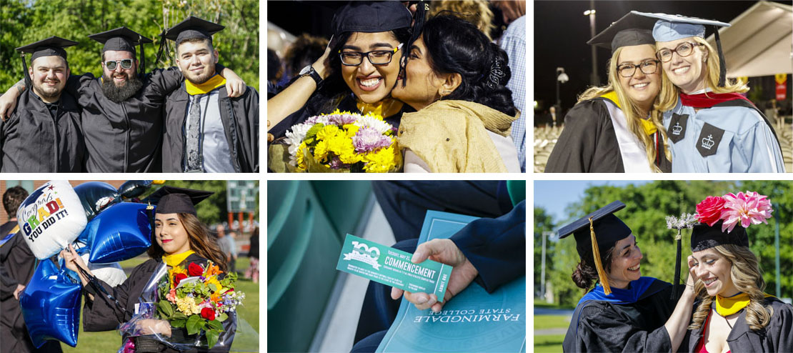Collage of photos of students graduating