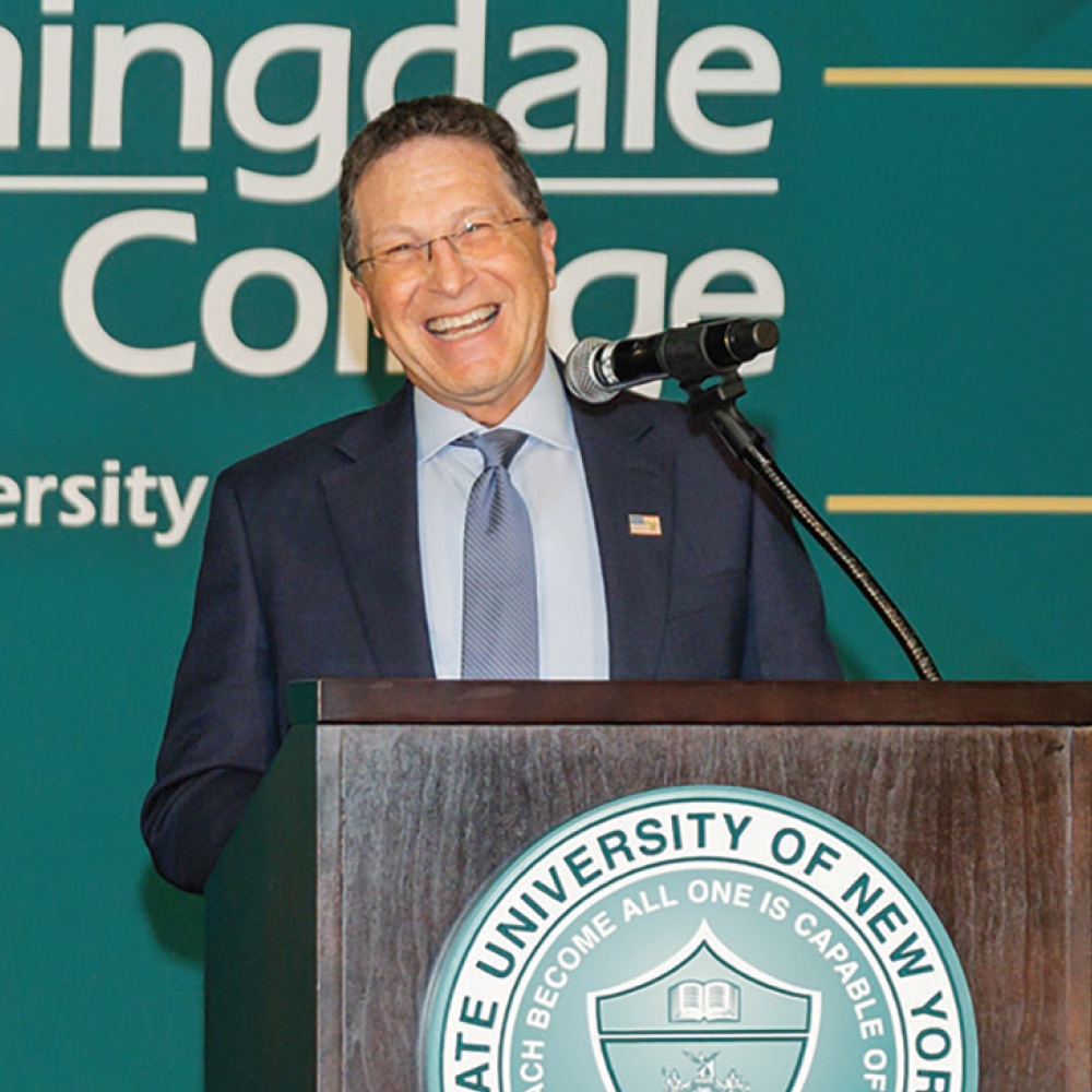 Person speaking at podium