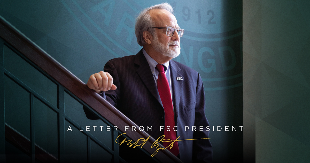 Photo of Dr. Robert Prezant, President of Farmingdale State College with illustrated signature next to photo